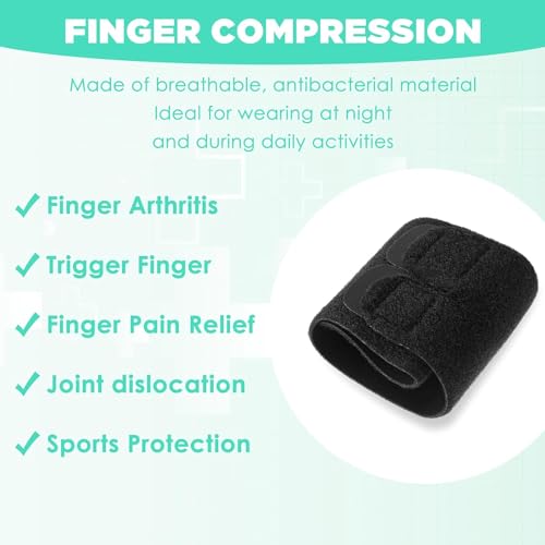 Inralimot Finger Splint Finger Buddy Wraps Reusable Finger Support Sleeves, Adjustable Elastic Trigger Finger Splints Compression Straightening Mallet Finger Brace for Arthritis Pain - Image 2
