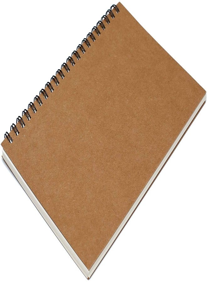 INNAXA A5 kraft Spiral Notebook, Blank Sketch Book Pad, Subject Notebooks,50 Sheets (100 Pages) pack of 6 (Brown Wiro) - Image 2