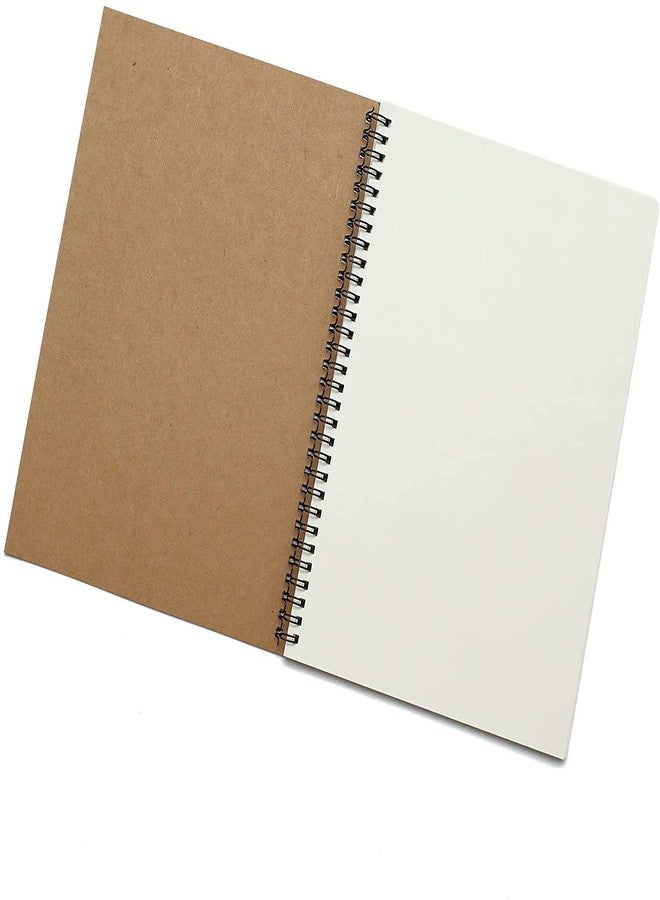 INNAXA A5 kraft Spiral Notebook, Blank Sketch Book Pad, Subject Notebooks,50 Sheets (100 Pages) pack of 6 (Brown Wiro) - Image 3