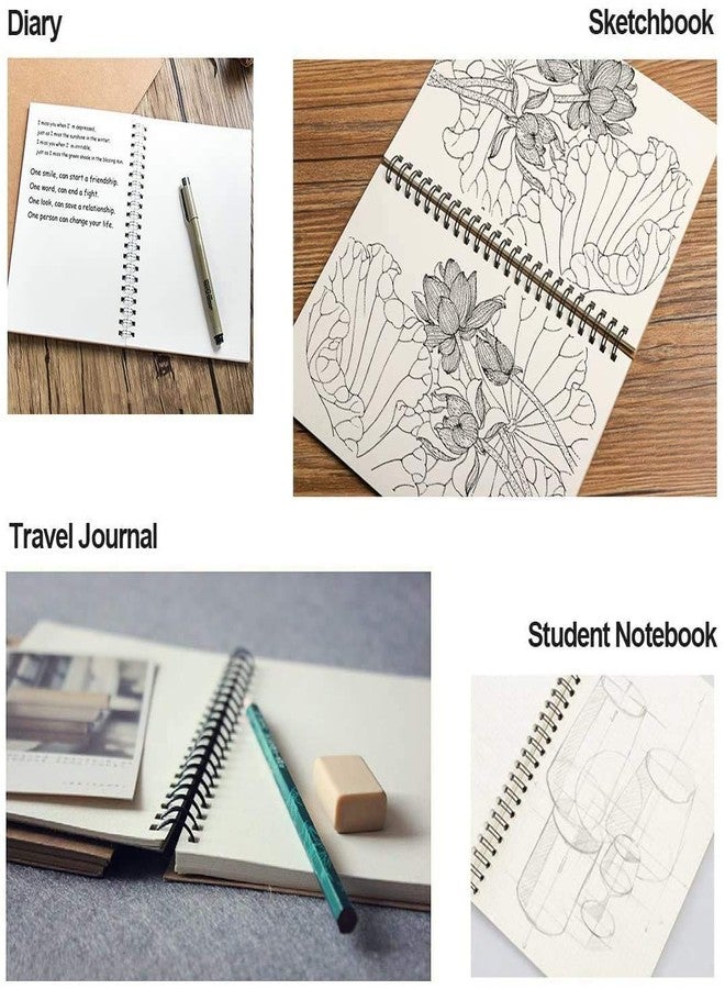 INNAXA A5 kraft Spiral Notebook, Blank Sketch Book Pad, Subject Notebooks,50 Sheets (100 Pages) pack of 6 (Brown Wiro) - Image 5