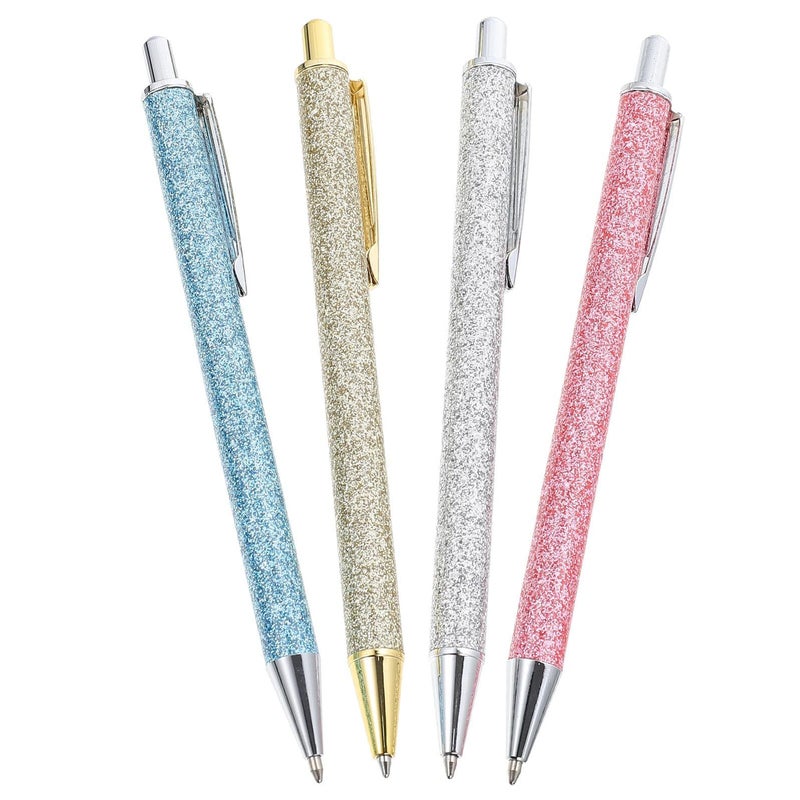 4 Metal Ballpoint Press Top Pens Gold Color Set For Office School Use - Image 2