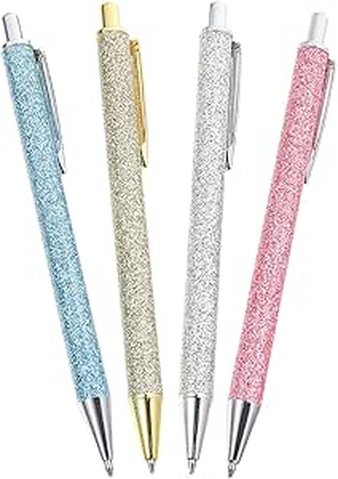 4 Metal Ballpoint Press Top Pens Gold Color Set For Office School Use - Image 1