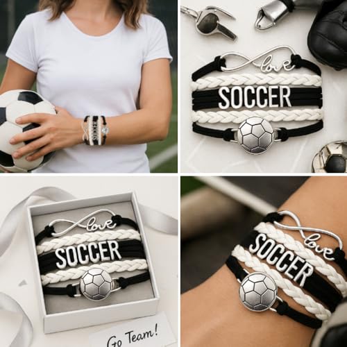 Infinity Collection SportyBella Soccer Gift Set – Bracelet and 6-Piece Hair Tie Pack – Soccer Accessories for Girls or Teams – Soccer Bracelet and Hair Ties for Players, Fans, or Coaches - Image 2