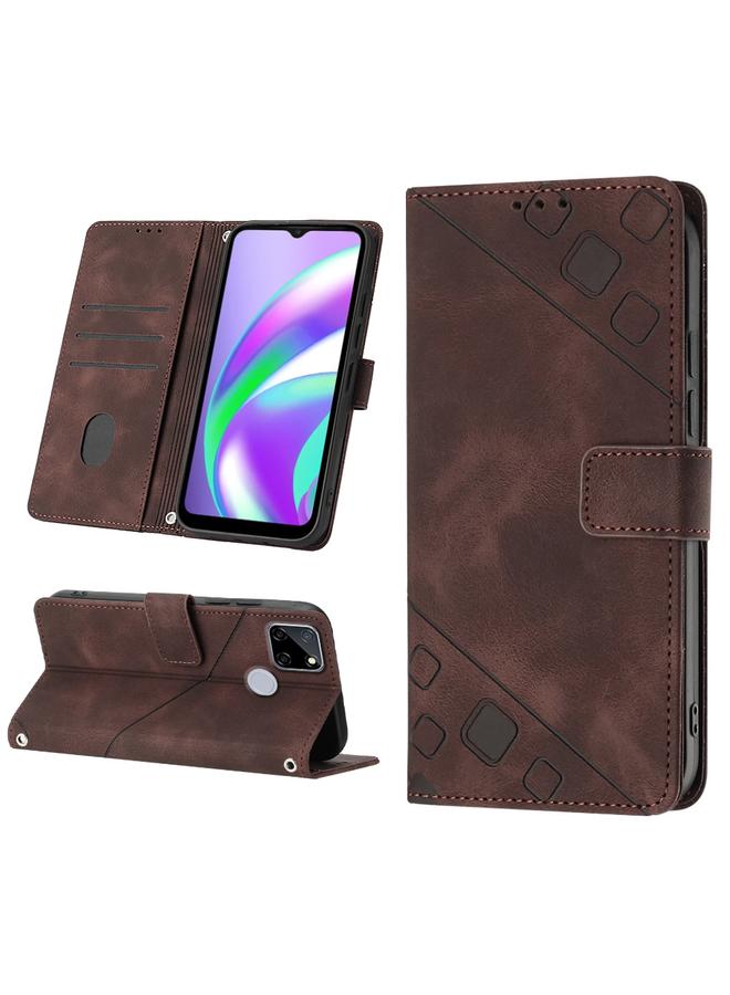 اس-توب جراب لهاتف Realme C12 / C15 / C25 / C25s جراب هاتف من الجلد المنقوش بملمس الجلد - Image 1