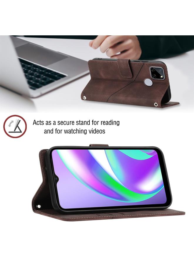 اس-توب جراب لهاتف Realme C12 / C15 / C25 / C25s جراب هاتف من الجلد المنقوش بملمس الجلد - Image 5