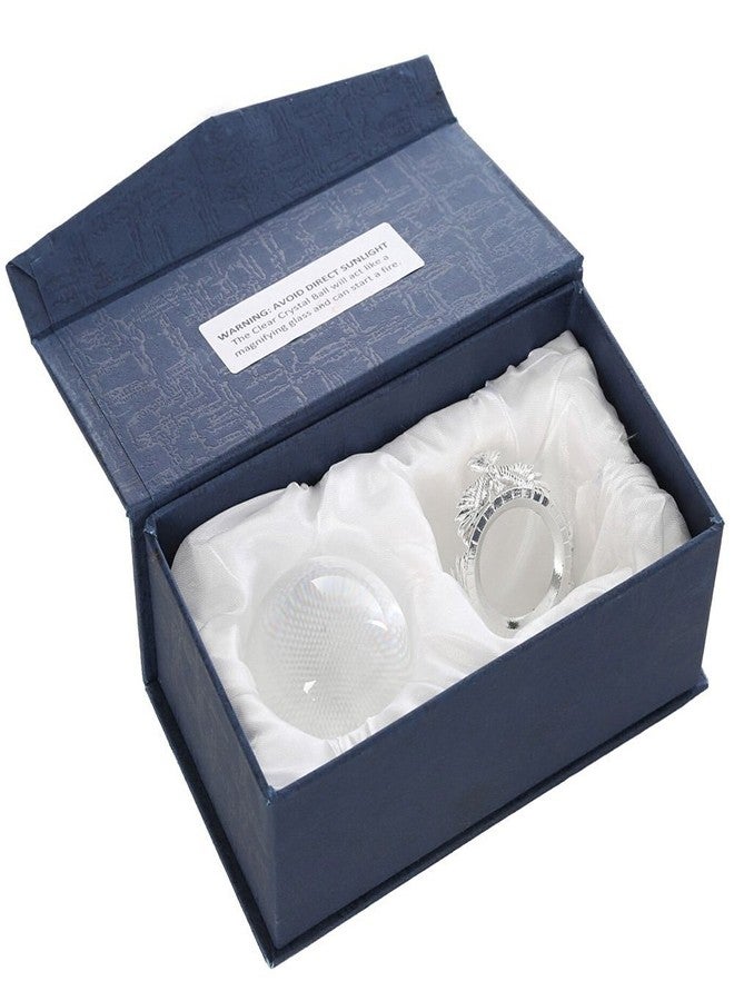 أملونج كريستال كرة كريستالية صغيرة شفافة من أملونج، قطرها 50 مم (2 بوصة)، مع قاعدة فضية على شكل نسر - Image 2