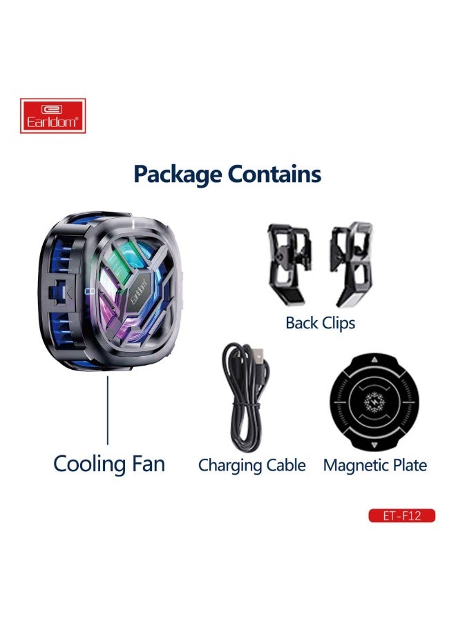 Earldom F12 Magnetic Phone Game Cooler - Fast Cooling Semiconductor With Colorful Light - Strong Magnetic & Low Noise - Image 3