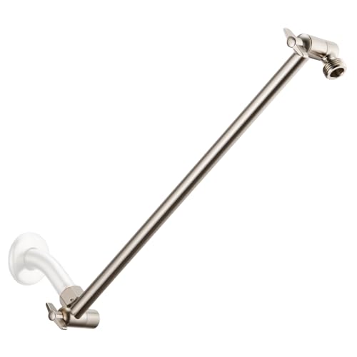 Singing Rain 15 Inch Extra Long Adjustable Shower Head Extension Arm With Locking Set Screw, Singing Rain Brass Angle Height Adjustable, Easy To Install, G1/2 Universal Connector Compatible (Nickel Brushed) - Image 1