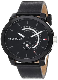 Tommy Hilfiger Plus Tommy Hilfiger Men's Quartz Watch with Leather Calfskin Strap, Black, 18.8 (Model: 1791479)  - Image 1