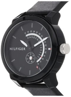 Tommy Hilfiger Plus Tommy Hilfiger Men's Quartz Watch with Leather Calfskin Strap, Black, 18.8 (Model: 1791479)  - Image 3