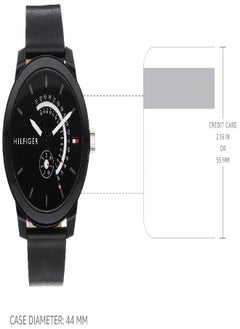 Tommy Hilfiger Plus Tommy Hilfiger Men's Quartz Watch with Leather Calfskin Strap, Black, 18.8 (Model: 1791479)  - Image 4