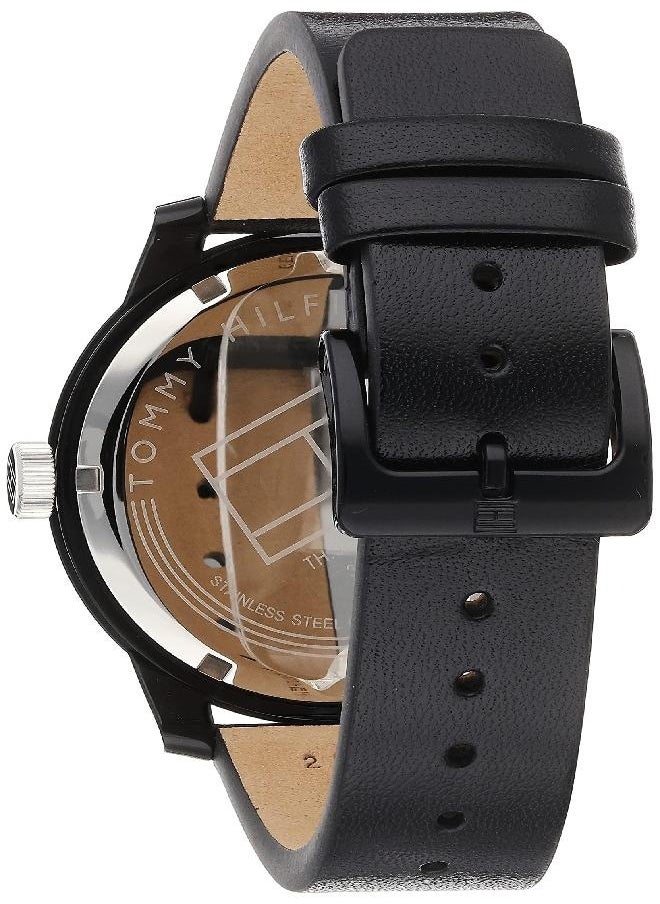 Tommy Hilfiger Plus Tommy Hilfiger Men's Quartz Watch with Leather Calfskin Strap, Black, 18.8 (Model: 1791479)  - Image 2