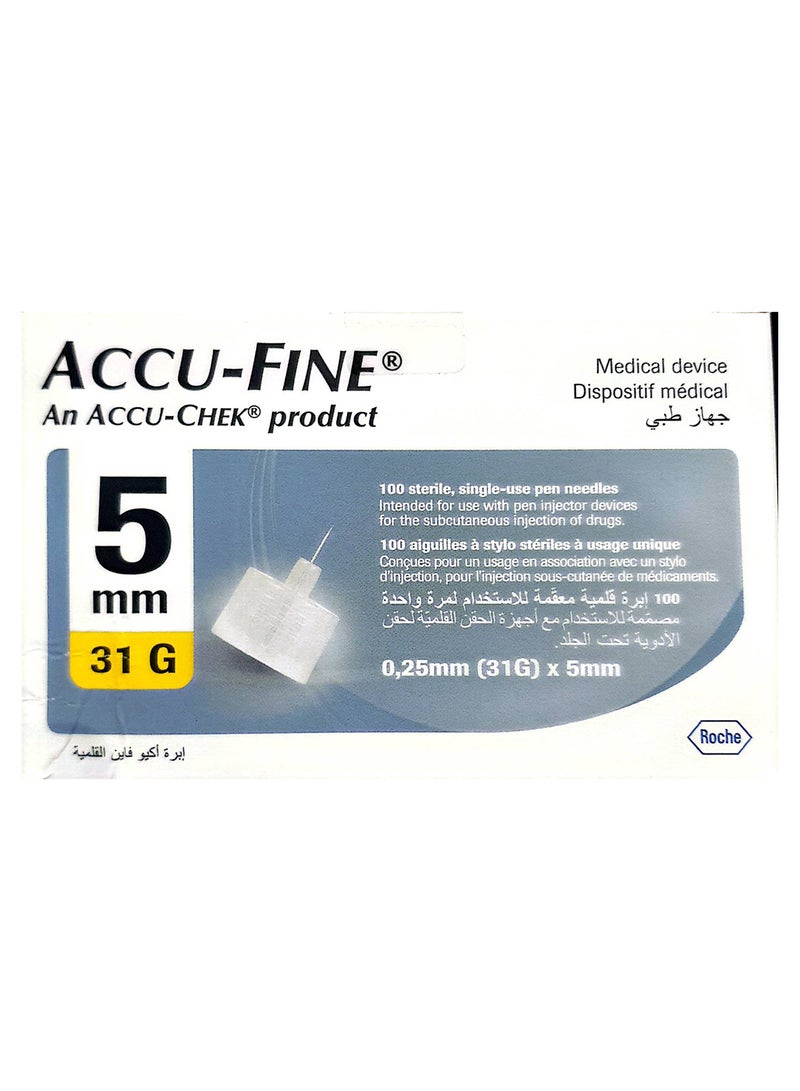Accu-Fine Insulin  Pen Needles 5Mm 31G 100 Pcs