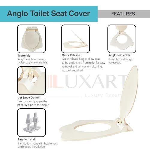 LUXART Toilet Seat Cover 19.5L x 16W Inc Indian Commode Oval Seat Cover With Round Edge | Non-Soft Close Commode Cover With Installation Kit | PP Western Toilet Cover For Bathroom, Commercial Use - Image 5