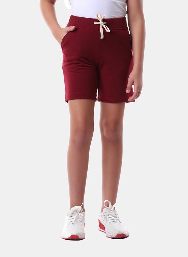 Kady Cotton Drawstring Elastic Waist Side-Pocket Sweat Shorts for Kids - Red, 4 Years - Image 1