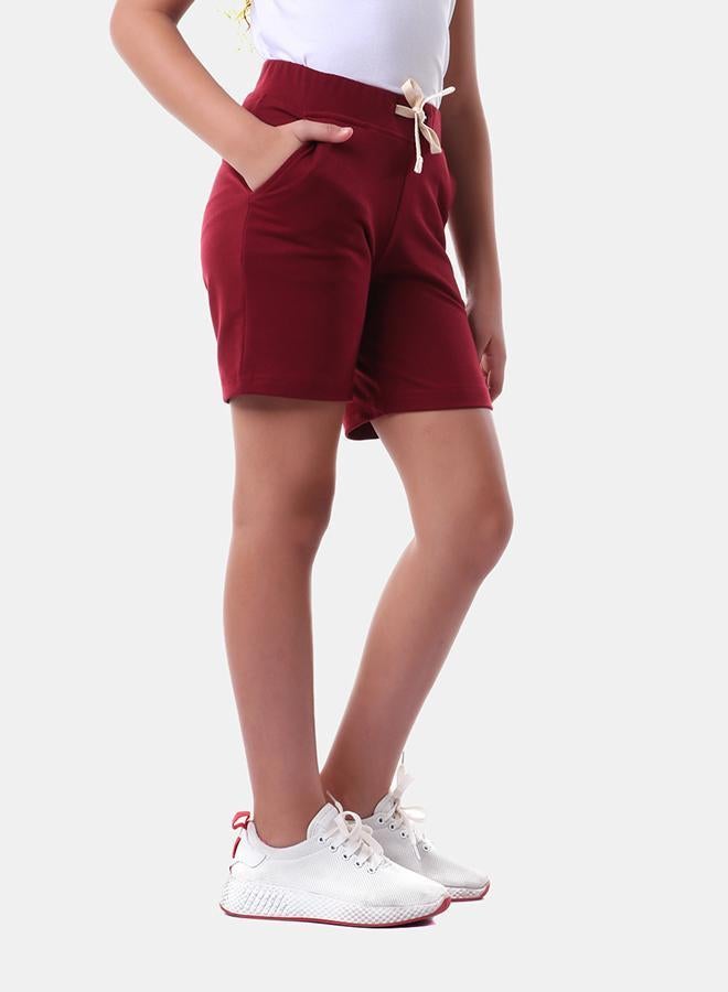 Kady Cotton Drawstring Elastic Waist Side-Pocket Sweat Shorts for Kids - Red, 4 Years - Image 2