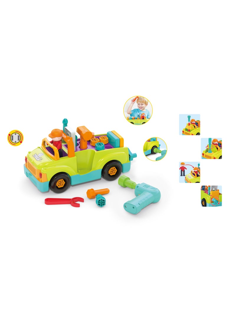 Hola Toy Tool Truck with Lights, Sounds & Bump-n-Go Action | Toddler Mechanic Play Set with Electric Drill & Removable Parts | Learning & Role Play - Image 3