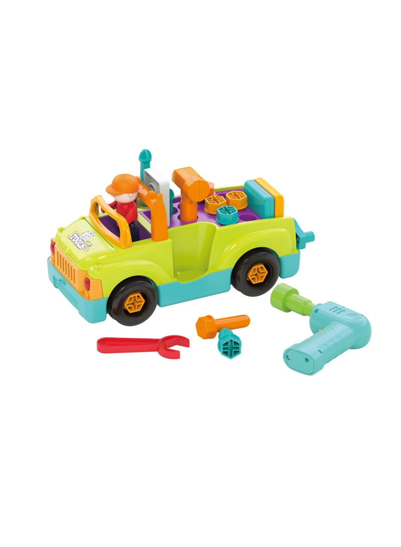 Hola Toy Tool Truck with Lights, Sounds & Bump-n-Go Action | Toddler Mechanic Play Set with Electric Drill & Removable Parts | Learning & Role Play - Image 1