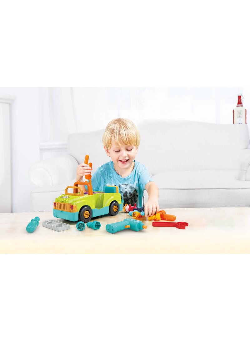 Hola Toy Tool Truck with Lights, Sounds & Bump-n-Go Action | Toddler Mechanic Play Set with Electric Drill & Removable Parts | Learning & Role Play - Image 2