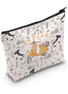 WCGXKO WCGXKO Italy Rome Travel Gift Italy Travel Trip Gift Andiamo Makeup Bag Italian Theme Gift Italy Bachelorette Gift (Andiamo Bag) 
