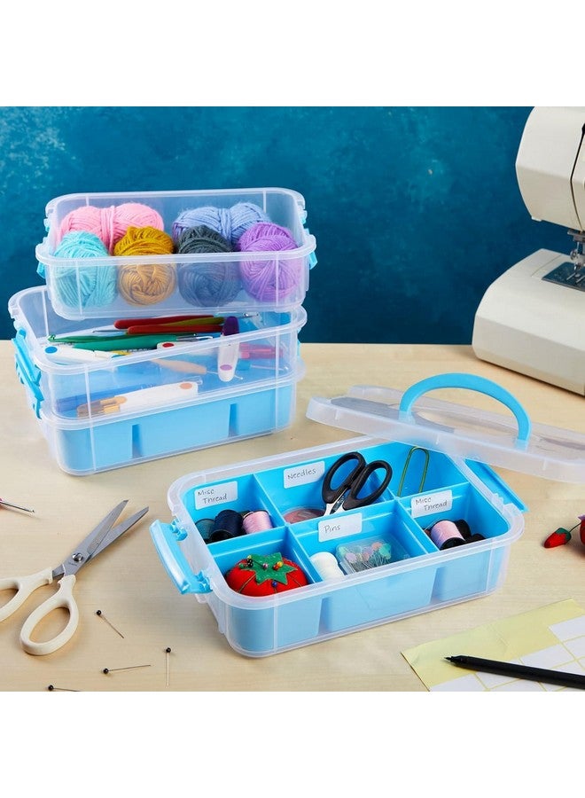 KRYLAR-3-Tiers Stack Carry Storage Box with Divided Tray, Transparent Stackable Storage Bin with Handle Lid Latching Storage Container for School & Office Supplies,jewellery and Multipurpose. - Image 4