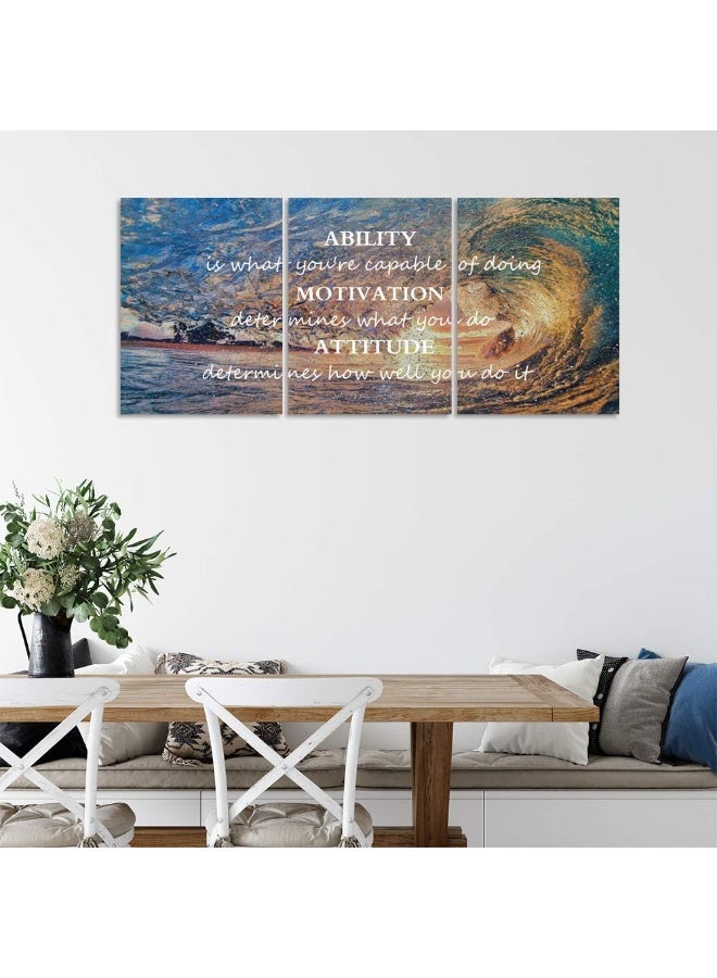 Yetaryy Inspirational Posters Motivational Wall Art Canvas Painting Sunrise Blue Sea Ocean Natural Landscape Wall Decor Sunset Ocean Beach Wall Art Poster Seascape Prints Artwork Wooden Framed - 60" Wx28 H - Image 4