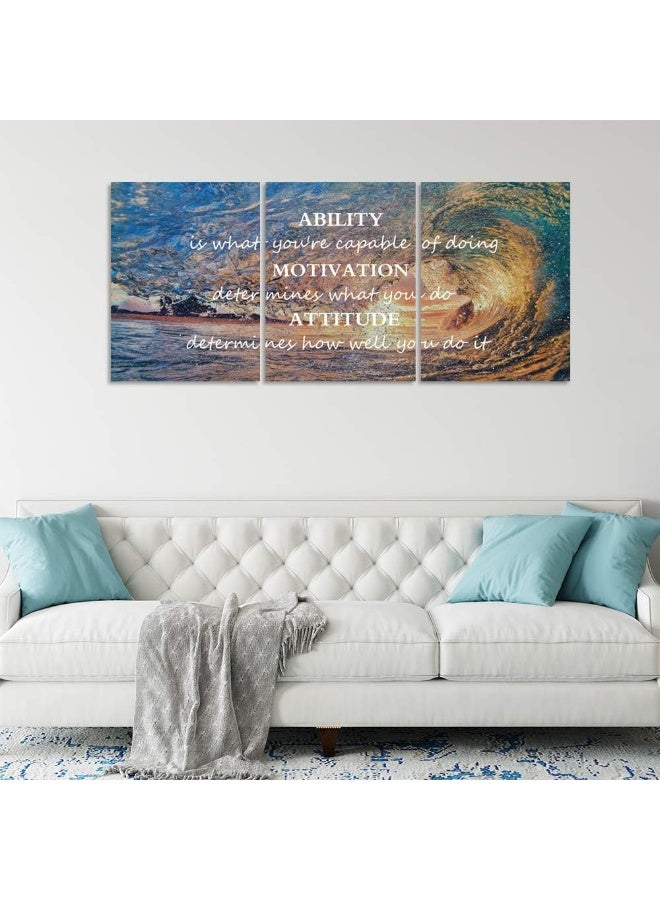 Yetaryy Inspirational Posters Motivational Wall Art Canvas Painting Sunrise Blue Sea Ocean Natural Landscape Wall Decor Sunset Ocean Beach Wall Art Poster Seascape Prints Artwork Wooden Framed - 60" Wx28 H - Image 5