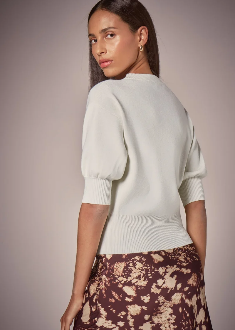 Matalan Et Vous Ivory Metallic Button Cardigan