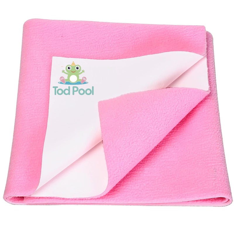Tod PooL حامي سرير تويد بول القابل للتنفس | فليس مضاد للتكتل عالي الامتصاص قابل للغسل | ورقة مقاومة للماء سريعة الجفاف | ورقة حامي سرير للأطفال والبالغين (1، وردي، صغير (70x50 سم)) - Image 1