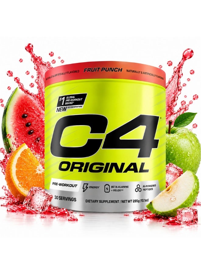 Cellucor C4 Original Pre-Workout Powder, 200mg Caffeine, Beta-Alanine, Creatine Nitrate & PeptiPump, Fruit Punch, 30 Servings (285g) - Image 1