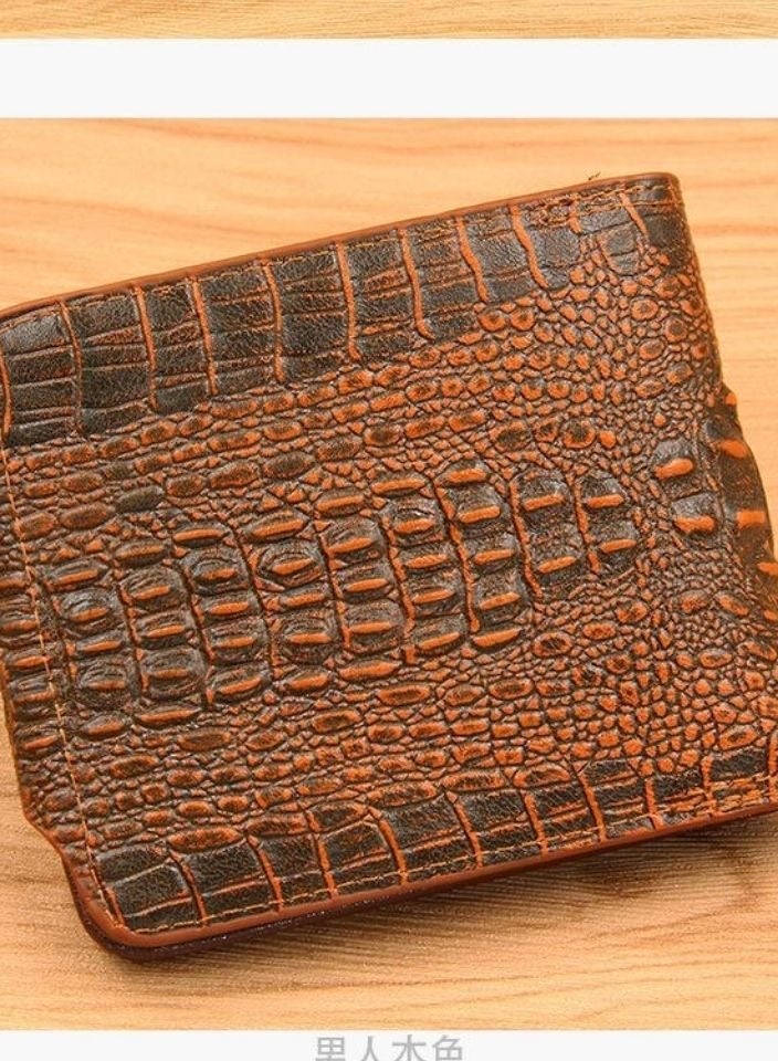 Men Short PU Leather Wallet Croc Business Purse For Birthday Wedding Anniversary Father's Day - Image 2