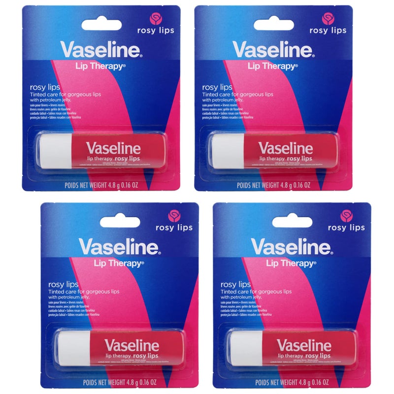 Vaseline Lip Therapy Care Rosy, Fast-Acting Nourishment, Ideal for Chapped, Dry, Cracked, or Damaged Lips, Lip Balm, 4-Pack, 0.16 Oz Each - Image 1