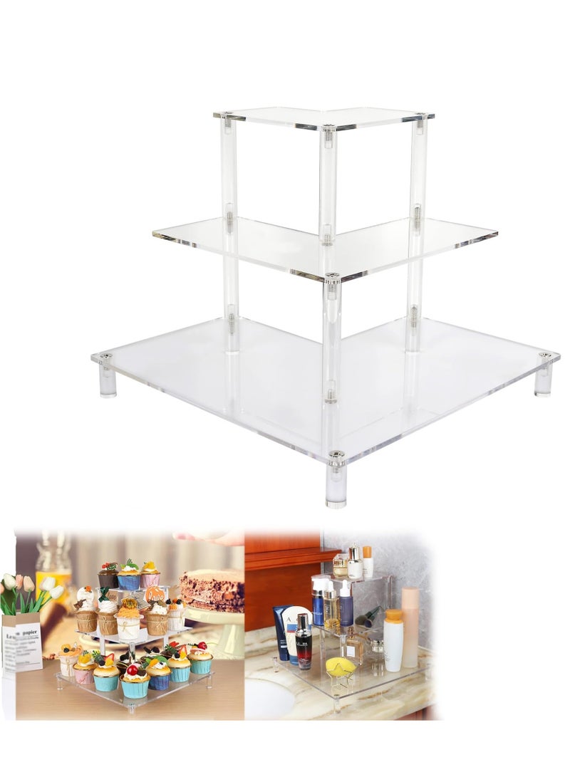Bukela Acrylic Riser Display Shelf for  POP Figures,Cupcake Stand Storage,3 Tier Perfume Organizer,Skincare Organizers Riser Boutique Display Case Shelf - Image 1