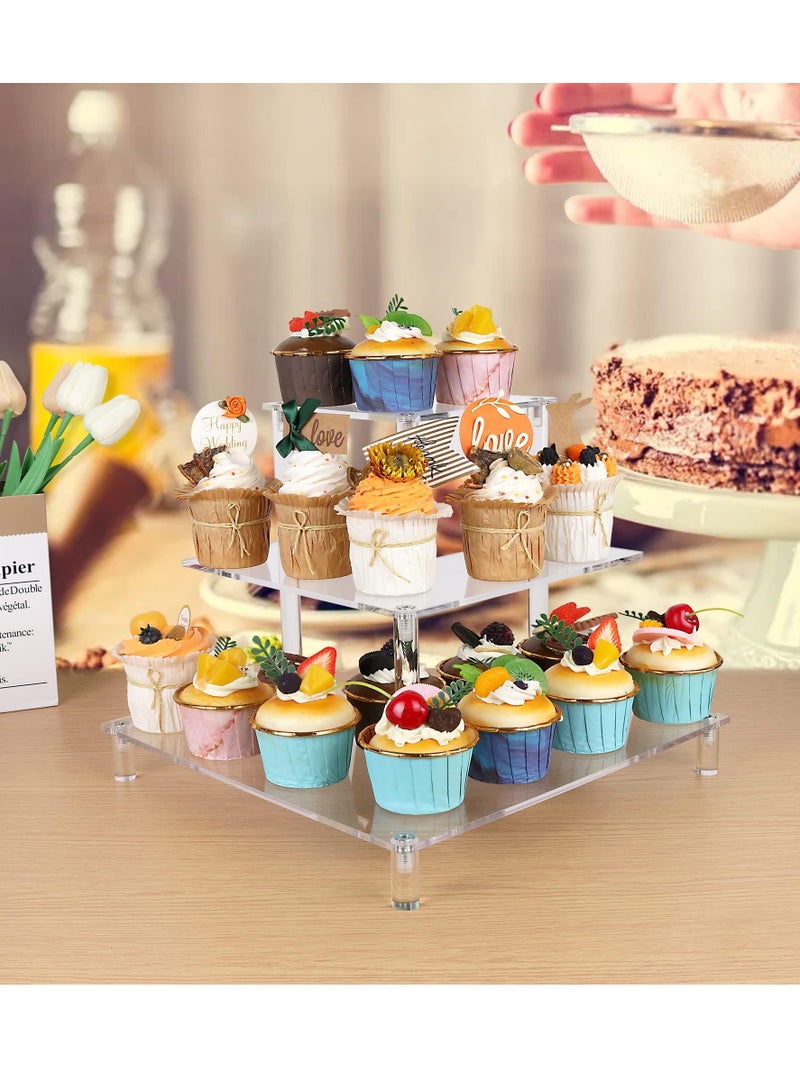 Bukela Acrylic Riser Display Shelf for  POP Figures,Cupcake Stand Storage,3 Tier Perfume Organizer,Skincare Organizers Riser Boutique Display Case Shelf - Image 2