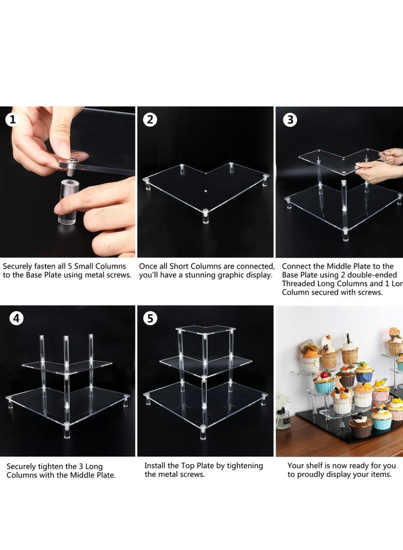 Bukela Acrylic Riser Display Shelf for  POP Figures,Cupcake Stand Storage,3 Tier Perfume Organizer,Skincare Organizers Riser Boutique Display Case Shelf - Image 4