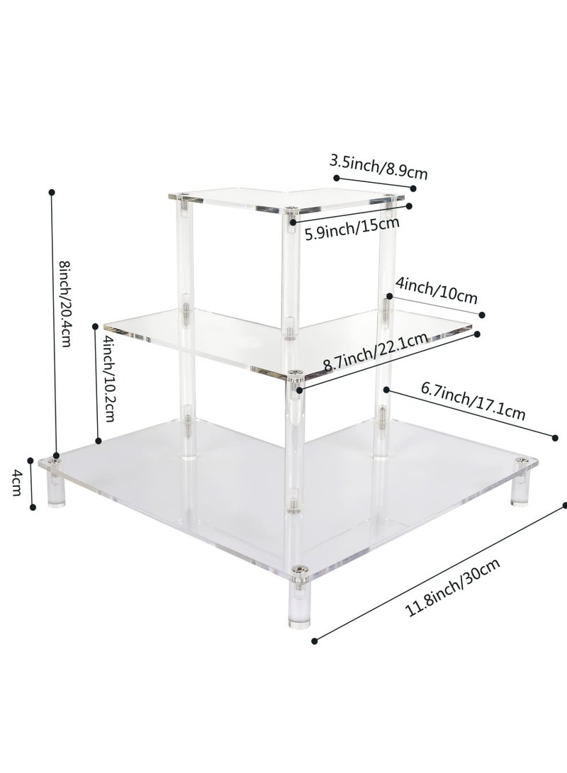 Bukela Acrylic Riser Display Shelf for  POP Figures,Cupcake Stand Storage,3 Tier Perfume Organizer,Skincare Organizers Riser Boutique Display Case Shelf - Image 5