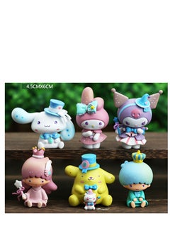 Y&D 6 Pack Kawaii Sanrio Figure My Melody  kuromi Figure Birthday Party Supplies, Cinnamon Cupcake Toppers, Cute Mini Figure Toys  Birthday Party Favor For Kids Fans Collection Bouquet Desk Decor  - Image 1