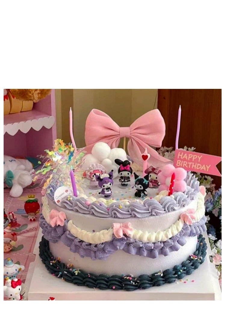 Y&D 6 Pack Kawaii Sanrio Figure My Melody  kuromi Figure Birthday Party Supplies, Cinnamon Cupcake Toppers, Cute Mini Figure Toys  Birthday Party Favor For Kids Fans Collection Bouquet Desk Decor - Image 2