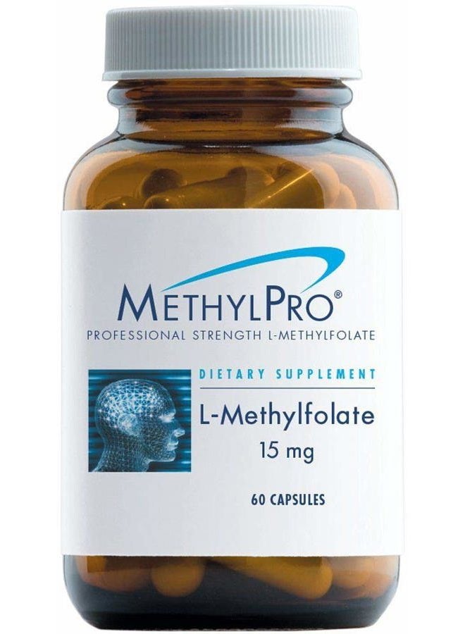 MethylPro 15mg L-Methylfolate - Professional Strength Active Methylfolate, 5-MTHF Supplement for Mood Support & Brain Health - Non-GMO + Gluten-Free with No Fillers (60 Capsules) - Image 1