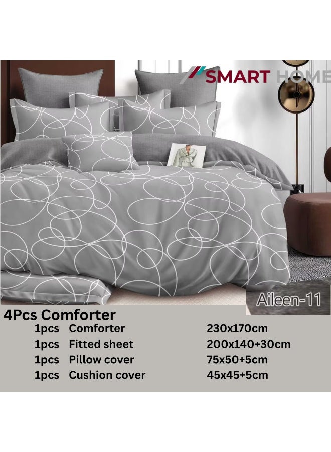 SMART HOME 100% microfiber summer mattress for one and a half people, comfortable filling bed sheet set, 4-piece sleeping set (filled bed sheet, mattress protector, pillowcase, and square pillowcase). Bed sheet size: 230x170 cm - Image 2