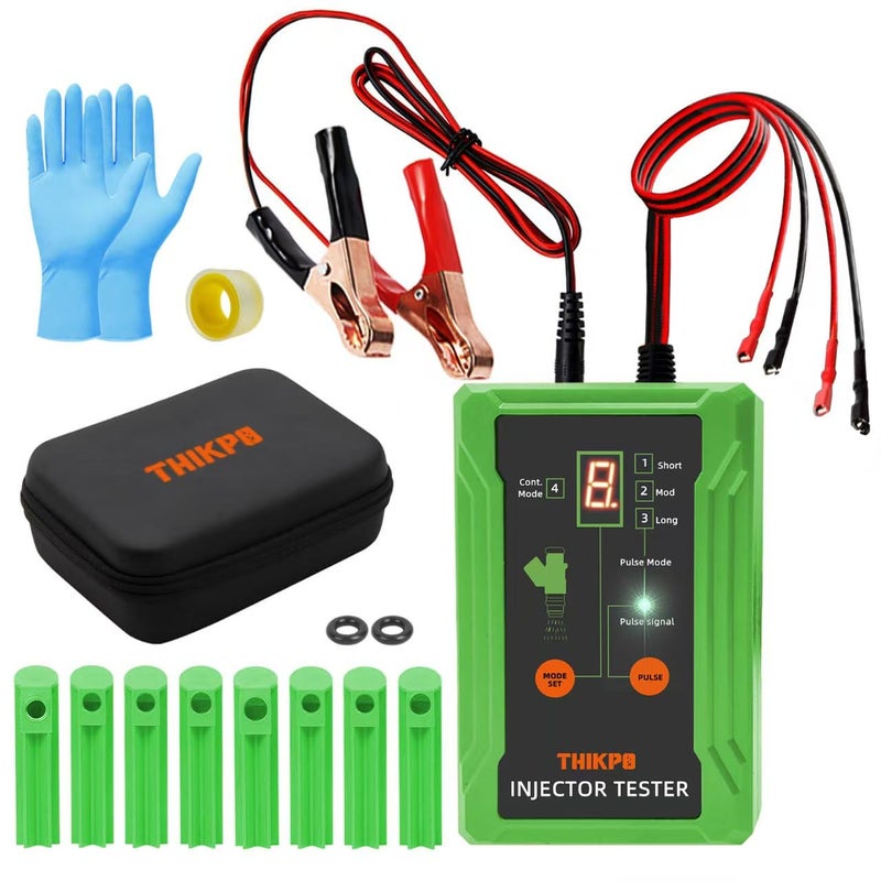 THIKPO Universal Fuel Injector Tester Cleaner Tool Kit DIY Cleaning Tool with 8 Pulse Modes 4 Wire Dual Channel for 2 Injectors 8 Size Adapters 12V5V Output Power - Image 3