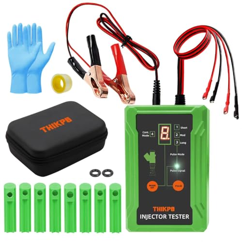 THIKPO Universal Fuel Injector Tester Cleaner Tool Kit DIY Cleaning Tool with 8 Pulse Modes 4 Wire Dual Channel for 2 Injectors 8 Size Adapters 12V5V Output Power - Image 1
