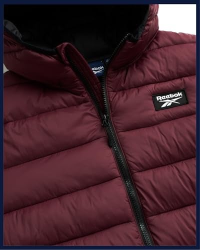 Reebok جاكيت ريبوك للرجال - معطف مبطن خفيف الوزن بغطاء رأس - جاكيت شتوي معزول دافئ للرجال (S-4X)، حجم 3X-كبير، مارون كلاسيكي - Image 5