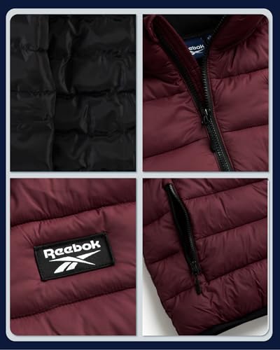 Reebok جاكيت ريبوك للرجال - معطف مبطن خفيف الوزن بغطاء رأس - جاكيت شتوي معزول دافئ للرجال (S-4X)، حجم 3X-كبير، مارون كلاسيكي - Image 3
