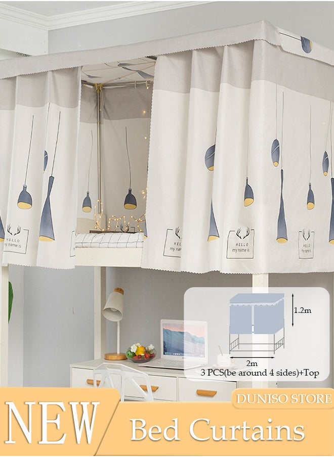 DUNISO Blackout Upper Berth Bunk Bed Curtains Dormitory Room Lightproof Decorative Roommate Privacy Cover Canopy Photo Background Decor Backdrop Blackout Curtain 3 Panels with a Top  - Image 1