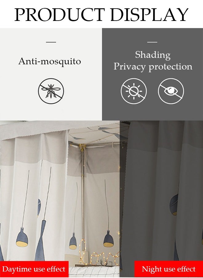DUNISO Blackout Upper Berth Bunk Bed Curtains Dormitory Room Lightproof Decorative Roommate Privacy Cover Canopy Photo Background Decor Backdrop Blackout Curtain 3 Panels with a Top  - Image 4