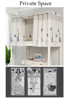 DUNISO Blackout Upper Berth Bunk Bed Curtains Dormitory Room Lightproof Decorative Roommate Privacy Cover Canopy Photo Background Decor Backdrop Blackout Curtain 3 Panels with a Top  - Image 5