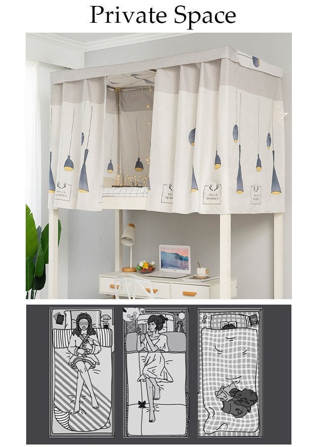 DUNISO Blackout Upper Berth Bunk Bed Curtains Dormitory Room Lightproof Decorative Roommate Privacy Cover Canopy Photo Background Decor Backdrop Blackout Curtain 3 Panels with a Top  - Image 5