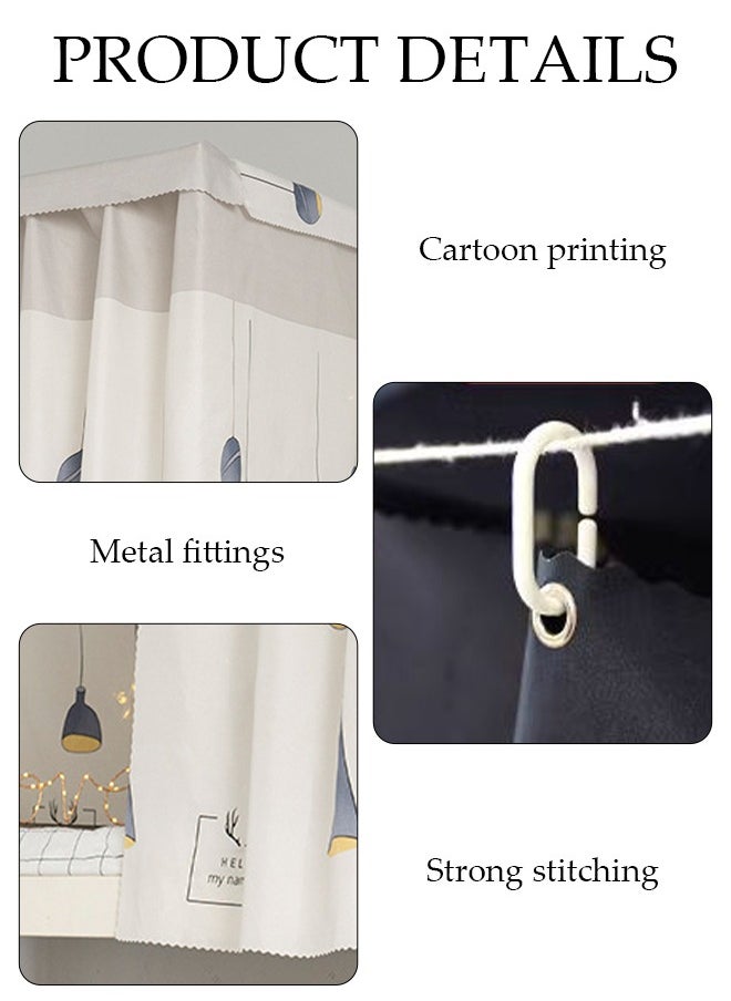 DUNISO Blackout Upper Berth Bunk Bed Curtains Dormitory Room Lightproof Decorative Roommate Privacy Cover Canopy Photo Background Decor Backdrop Blackout Curtain 3 Panels with a Top  - Image 3