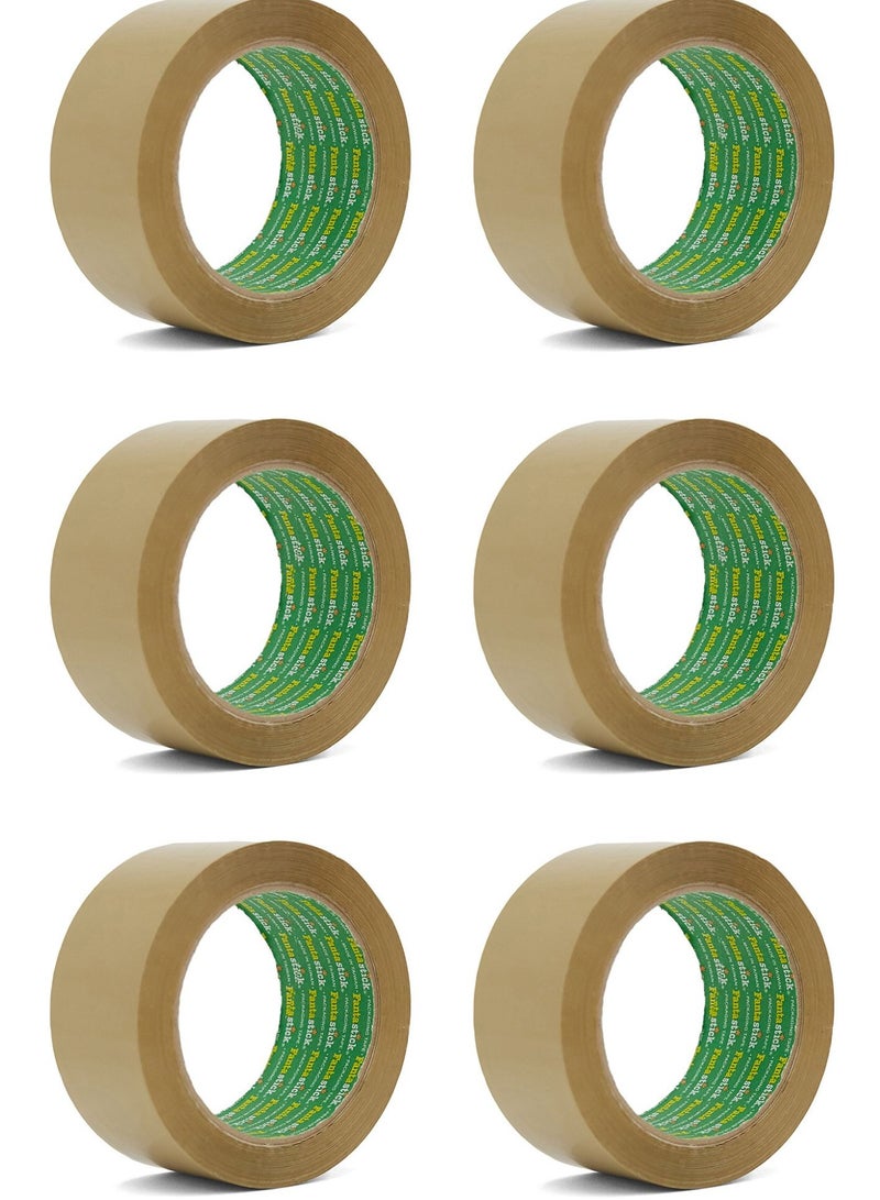 Fantastick 6-Piece Brown Two Inch Wide Packaging Tape 100 Yards Length  - Image 1